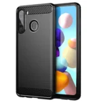 Samsung Galaxy A21 Black Shockproof Heavy Duty Rugged Matte Carbon Fiber Case - Image 6