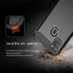 Samsung Galaxy A21s Black Shockproof Heavy Duty Rugged Matte Carbon Fiber Case - Image 2