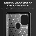 Samsung Galaxy A21s Black Shockproof Heavy Duty Rugged Matte Carbon Fiber Case - Image 4