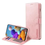 Samsung Galaxy A21s Wallet Leather Card Holder Flip Case – Rose Gold - Image 5