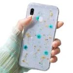 Samsung Galaxy A30 Blue Dry Flower Glitter TPU Shockproof Protective Case