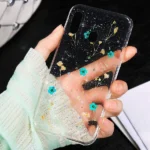 Samsung Galaxy A30 Blue Dry Flower Glitter TPU Shockproof Protective Case - Image 3