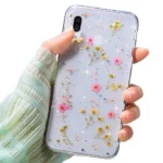 Samsung Galaxy A30 Pink Dry Flower Glitter TPU Shockproof Protective Case