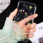 Samsung Galaxy A30 Pink Dry Flower Glitter TPU Shockproof Protective Case - Image 3