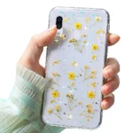 Samsung Galaxy A30 Yellow Dry Flower Glitter TPU Shockproof Clear Case