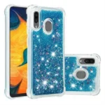 Samsung Galaxy A30 Blue Liquid Glitter Stars Shockproof Bumper Case - Image 2