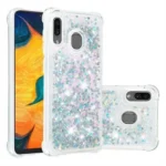 Samsung Galaxy A30 White Liquid Glitter Stars Shockproof Bumper Case - Image 2