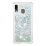 Samsung Galaxy A30 White Liquid Glitter Stars Shockproof Bumper Case - Image 3