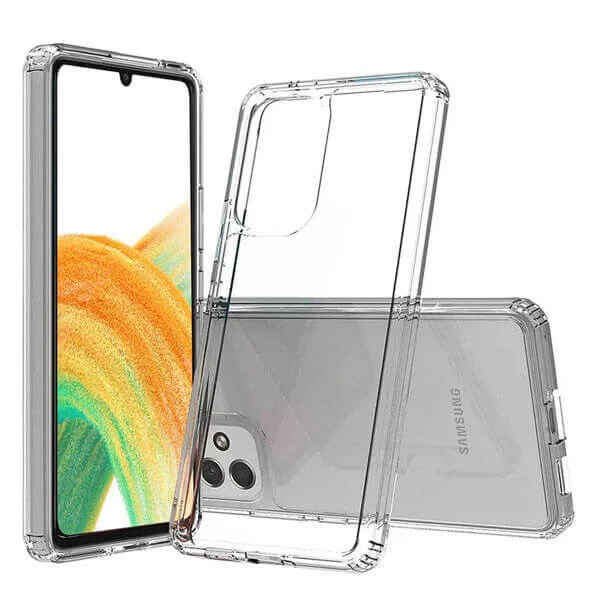 Samsung-Galaxy-A33-5G-Clear-Case-Slim-With-4-Corners-Shock-Absorption-Hard-Back-Soft-Bumper-Cover-1 Samsung Galaxy A33 5G Crystal Clear Heavy Duty Transparent TPU Bumper Shockproof Case Cover - Image 1