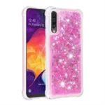 Samsung Galaxy A50 Pink Liquid Glitter Stars Shockproof Bumper Case - Image 4