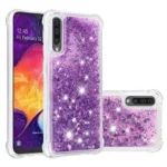 Samsung Galaxy A50 Purple Liquid Glitter Stars Shockproof Bumper Case