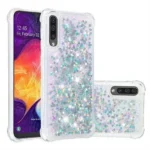 Samsung Galaxy A50 White Liquid Glitter Stars Shockproof Bumper Case - Image 2