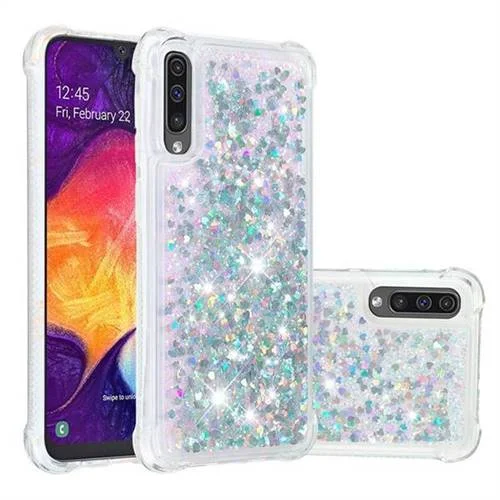 Samsung-Galaxy-A50-Smart-Shockproof-Dynamic-Liquid-Bumper-Glitter-Stars-Case-Cover-White-1 Samsung Galaxy A50 White Liquid Glitter Stars Shockproof Bumper Case - Image 1