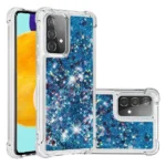 Samsung Galaxy A52 Blue Liquid Glitter Stars Shockproof Bumper Case