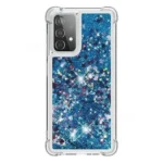 Samsung Galaxy A52 Blue Liquid Glitter Stars Shockproof Bumper Case - Image 3