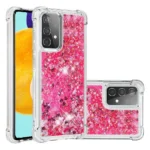 Samsung Galaxy A52 Pink Liquid Glitter Stars Shockproof Bumper Case
