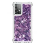 Samsung Galaxy A52 Purple Liquid Glitter Stars Shockproof Bumper Case - Image 3