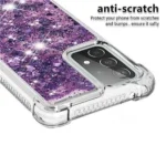 Samsung Galaxy A52 Purple Liquid Glitter Stars Shockproof Bumper Case - Image 4