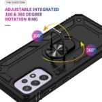 Samsung Galaxy A53 5G Black Magnetic Ring Rugged Shockproof Heavy Duty Protective Case Cover - Image 3