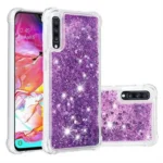 Samsung Galaxy A70 Purple Smart Shockproof Dynamic Liquid Bumper Glitter Stars Case Cover