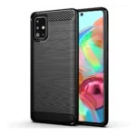 Samsung Galaxy A71 Black Shockproof Heavy Duty Rugged Matte Carbon Fiber Case Cover