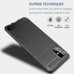 Samsung Galaxy A71 Black Shockproof Heavy Duty Rugged Matte Carbon Fiber Case Cover - Image 3