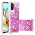 Samsung Galaxy A71 Pink Smart Shockproof Dynamic Liquid Bumper Glitter Stars Case Cover - Image 3
