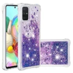 Samsung Galaxy A71 Purple Smart Shockproof Dynamic Liquid Bumper Glitter Stars Case Cover