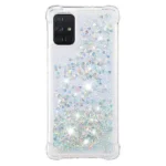 Samsung Galaxy A71 White Smart Shockproof Dynamic Liquid Bumper Glitter Stars Case Cover - Image 3