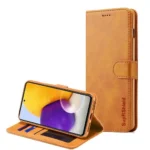 Samsung Galaxy A72 Brown  Leather Card Holder Flip Magnetic Case Cover - Image 5