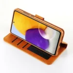 Samsung Galaxy A72 Brown  Leather Card Holder Flip Magnetic Case Cover - Image 2