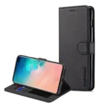 Note 10 Wallet Case – Black Leather Flip Stand Cover