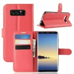 Samsung Galaxy Note 8 Red Wallet Card Pocket Leather Flip Case Cover