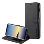 Samsung Galaxy Note 8 SupRShield Wallet Leather Card Holder Flip Protective Shockproof Magnetic Case Cover – Black