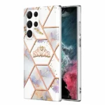 Samsung Galaxy S22 Ultra Pink Crown Marble Case