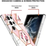 Samsung Galaxy S22 Ultra Pink Flower Marble Case - Image 3