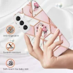 Samsung Galaxy S23 Plus Marble Pink Flower Case - Image 3