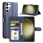 Samsung Galaxy S23 Ultra Leather Wallet Case – Navy Blue