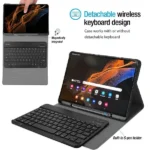 Samsung Galaxy Tab S8 11″ Detachable Bluetooth Keyboard Leather Folio Case - Image 2
