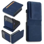 Samsung Galaxy Z Flip 3 Forwenw Wallet Leather Card Holder Case Blue - Image 6