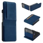 Samsung Galaxy Z Flip 4 Forwenw Wallet Leather Card Holder Case Blue