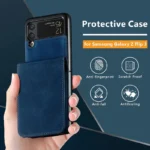 Samsung Galaxy Z Flip 4 Forwenw Wallet Leather Card Holder Case Blue - Image 6