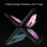 Samsung Galaxy Z Fold 5 5G Cyan Blue PU Leather S Pen Holder Case - Image 4