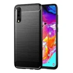 Samsung Galaxy A70 Black Shockproof Heavy Duty Rugged Matte Carbon Fiber Case Cover