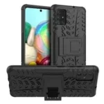 Samsung Galaxy A71 Black Heavy Duty Tough Kickstand Shockproof Rugged Case Cover