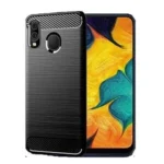 Samsung Galaxy A30 Black Matte Carbon Fiber Heavy Duty Rugged Shockproof Case