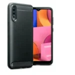 Samsung Galaxy A20s Black Shockproof Heavy Duty Rugged Matte Carbon Fiber Case