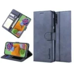 Samsung Galaxy A90 5G Genuine Leather Wallet Case – Navy Blue