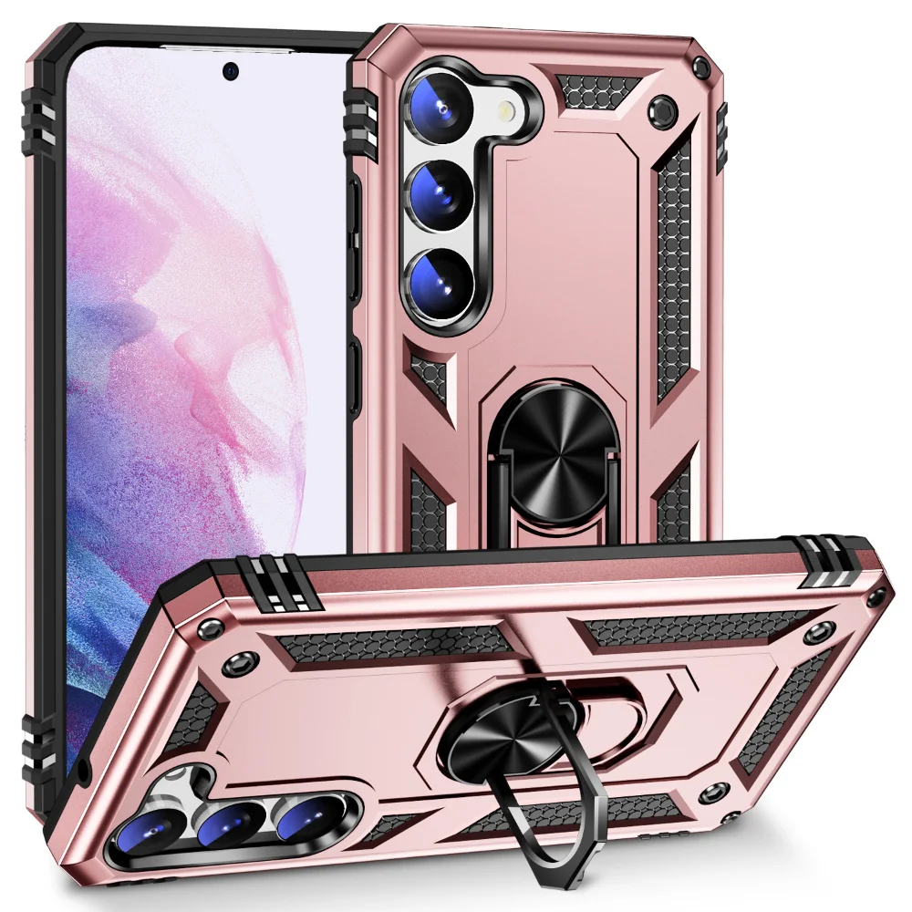 s-l1600-1-1 Samsung Galaxy S23 Plus Magnetic Ring Rugged Case – Rose Gold - Image 1