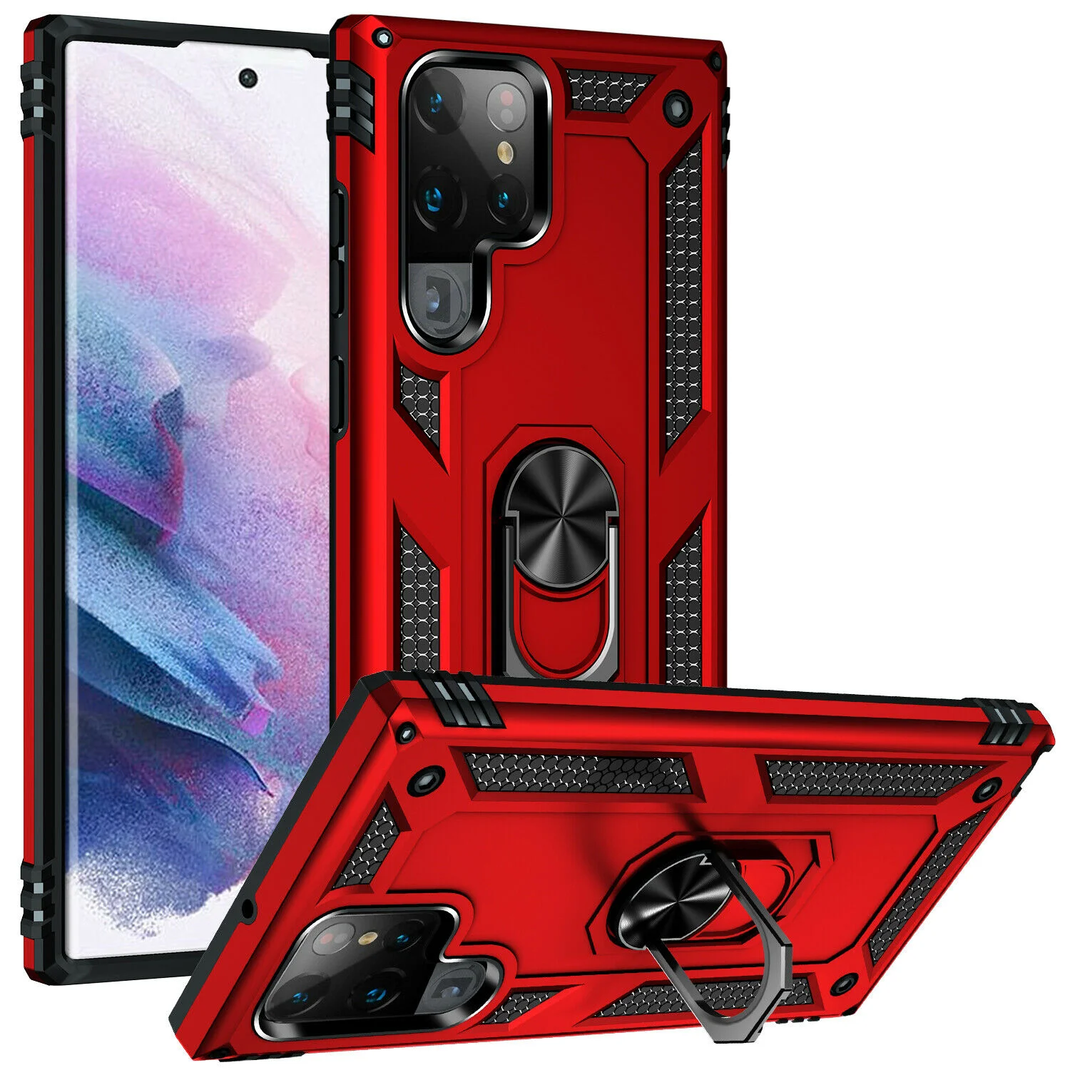 s-l1600-4 (1) Samsung Galaxy S23 Ultra Magnetic Ring Rugged Case – Red - Image 1